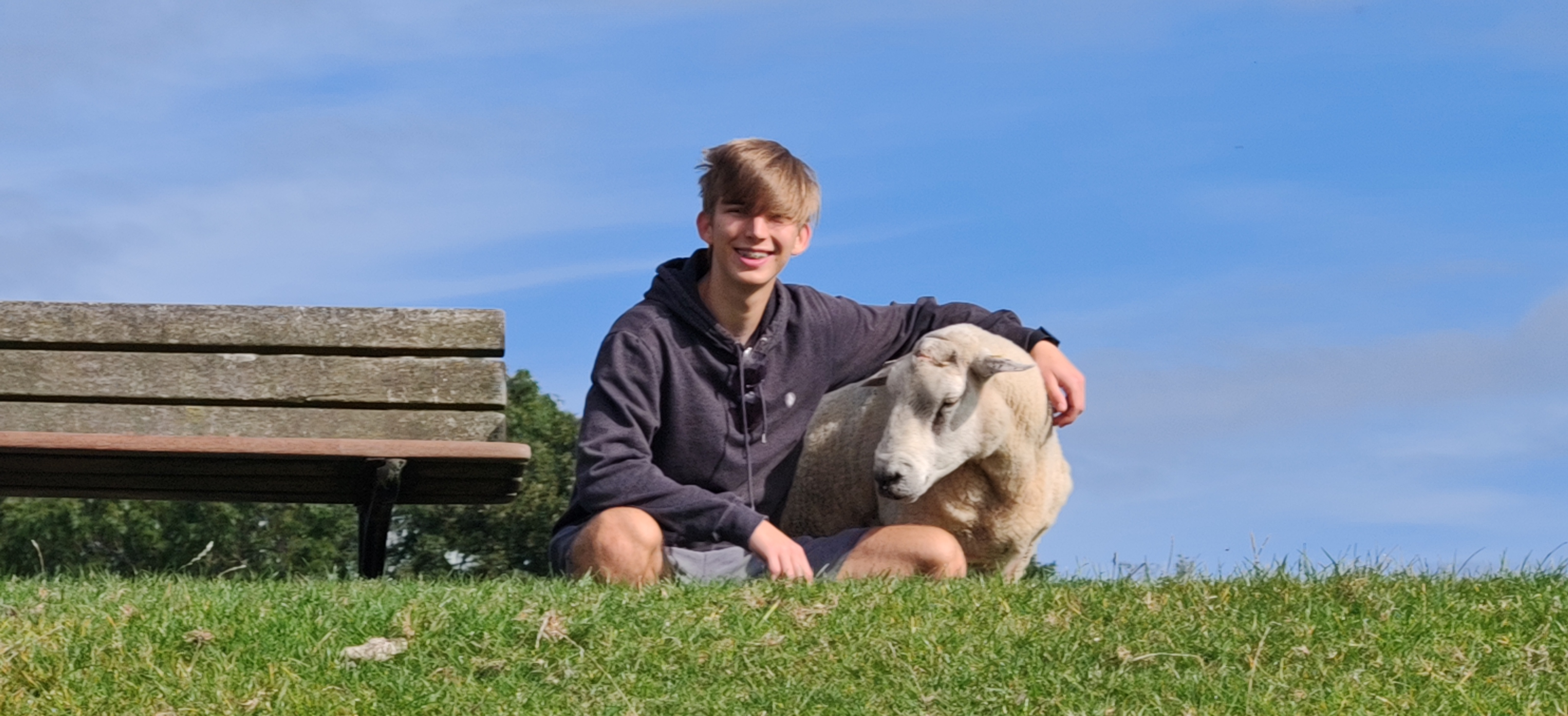 Tom with a sheep